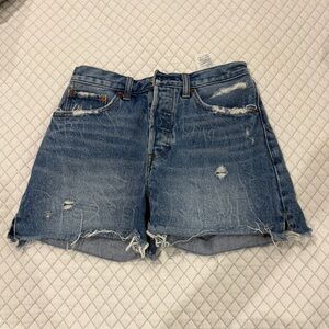 Abercrombie & Fitch Ripped Blue Jean Shorts